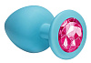 Большая голубая анальная пробка с розовым кристаллом Lola toys Emotions Cutie Large 4013-03Lola (10 см)