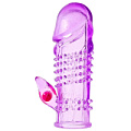 Фиолетовая насадка на фаллос с вибрацией  и стимулятором клитора Sextoy 2011 00113B-3