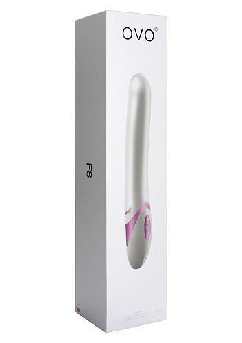 Белый вибратор с розовыми элементами OVO F8 WHITE/PINK (20 см)