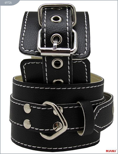 Крестовина с карабинами и манжеты для рук и ног из чёрной кожи X-Market Ltd 69726