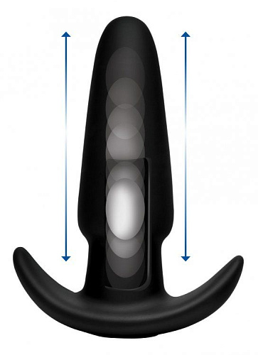 Чёрная анальная вибропробка XR Brands Kinetic Thumping 7X Medium Anal Plug AF912 (13,3 см)
