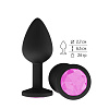 Чёрная анальная втулка с розовым кристаллом Сумерки богов 518-06 pink-DD (7,3 см)