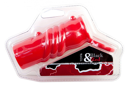 Красная силиконовая насадка с кольцом ToyFa 901322-9