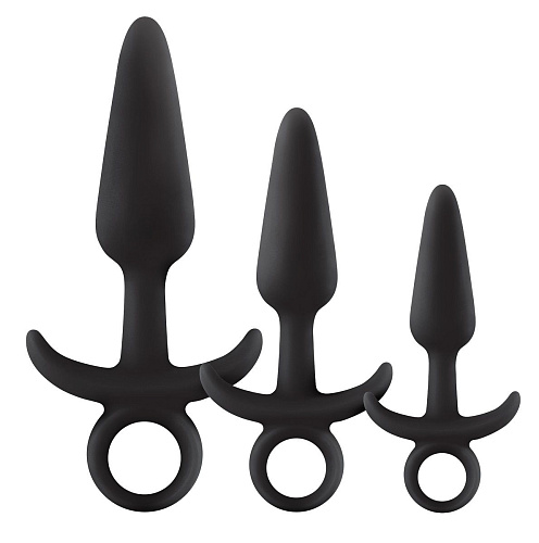 Набор чёрных анальных пробок с держателем NS Novelties Renegade Men s Tool Kit NSN-1105-40