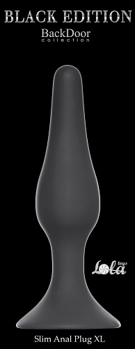 Чёрная анальная пробка Lola toys Slim Anal Plug XL 4204-01Lola (15,5 см)