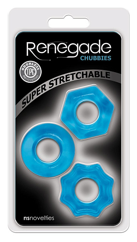 Набор из 3 голубых эрекционных колец NS Novelties Chubbies NSN-1111-17