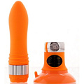 Оранжевый водонепроницаемый вибратор на присоске со сменной панелью управления Sexus 931009-11 (19 см)