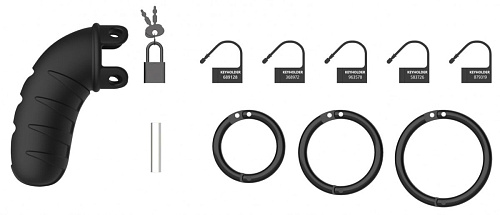 Чёрный мужской пояс верности Shots Media BV Chastity Model 09 MCG009BLK