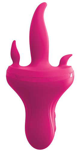 Розовый вибромассажёр с 3 подвижными язычками Pipedream Holey Trinity PD4959-12