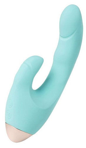 Голубой вибратор с клиторальным стимулятором ToyFa CRYSTAL 561017 (18,3 см)