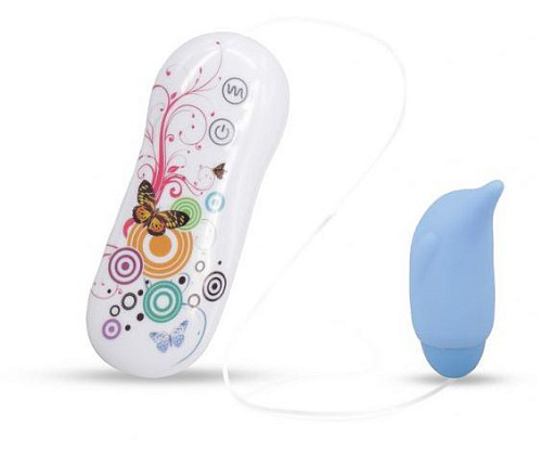 Голубой вибростимулятор с выносным пультом управления вибрацией Vibe Therapy EXQUISITY A0029B3VPGAC