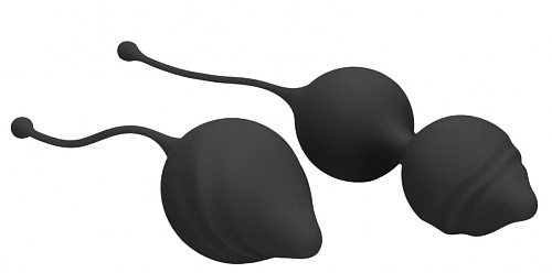 Чёрный набор из двух чёрных вагинальных шариков Shots Media BV Shots Be Good Tonight BGT003BLK