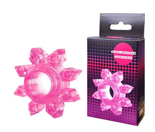 Розовое эрекционное кольцо Bior toys Cockring star EE-10119