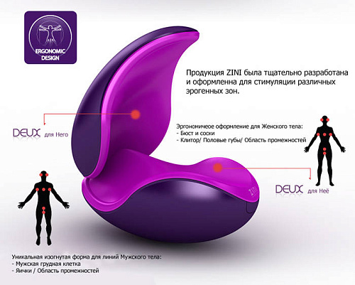 Черный вибратор для пары 2 в 1 ZINI DEUX ZV023
