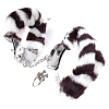 Металлические наручники с мехом под зебру Pipedream Original Furry Cuffs PD3804-41