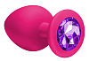 Большая розовая анальная пробка с фиолетовым кристаллом Lola toys Emotions Cutie Large 4013-02Lola (10 см)
