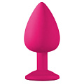 Большая розовая анальная пробка с фиолетовым кристаллом Lola toys Emotions Cutie Large 4013-02Lola (10 см)