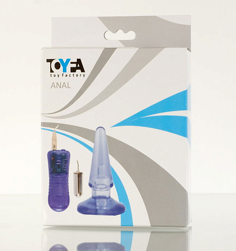 Анальная нежно-голубая пробка с встраиваемой вибропулькой ToyFa 881301 (10 см)