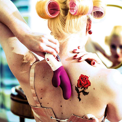 Фиолетовый вибратор с клиторальным отростком Fun Factory MiSS Bi 1201065 (17 см)