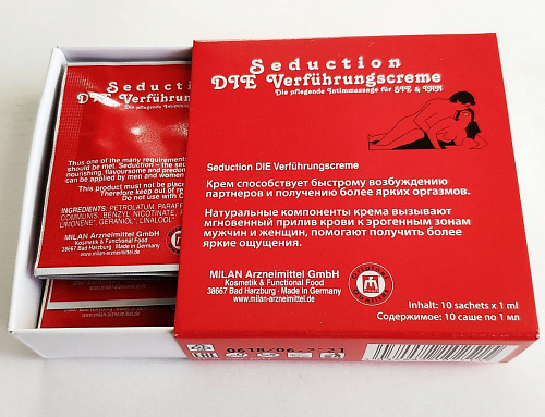 Набор из 10 пробников возбуждающего интимного крема для мужчин и женщин Seduction Milan Arzneimittel GmbH 25P