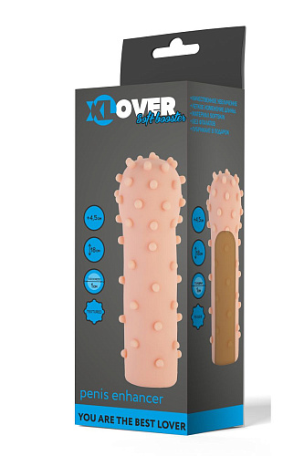 Удлиняющая телесная насадка на пенис с шишечками ToyFa XLover 748006 (18 см)