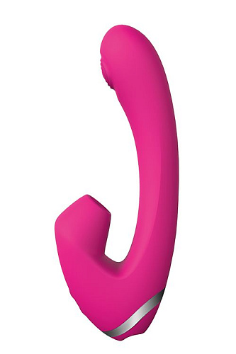 Розовый вибромассажёр с вакуумной стимуляцией Dream Toys SUGAR PUFF 21506 (16 см)