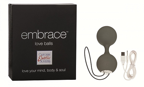 Вагинальные шарики серого цвета с вибрацией California Exotic Novelties Embrace SE-4604-10-3