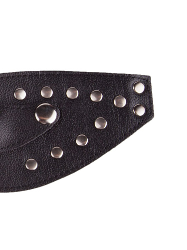 Чёрная кожаная маска с велюровой подкладкой Sitabella 3080-1