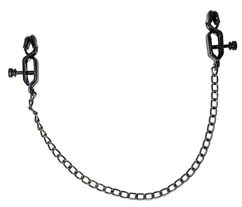Чёрные зажимы на соски с цепочкой Lola toys Desire 1137-01lola