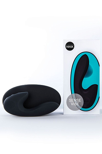 Нереалистичный вибратор чёрного цвета с клиторальным отростком Sense Max SVB (16 см)