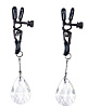 Чёрные зажимы на соски с подвесами в виде хрустальных капелек Orion 0522040