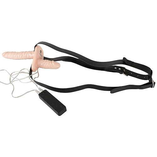 Телесный женский страпон с вагинальной пробкой Orion Strap-On Duo 05671590000 (15 см)