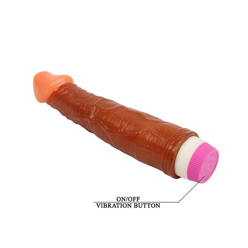 Коричневый вибратор-реалистик со светлой головкой Baile Fantasy BW-001064 (22 см)