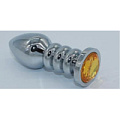 Анальная втулка с жёлтым камнем Anal Jewelry Plug NL-RB-YELLOW (11 см)