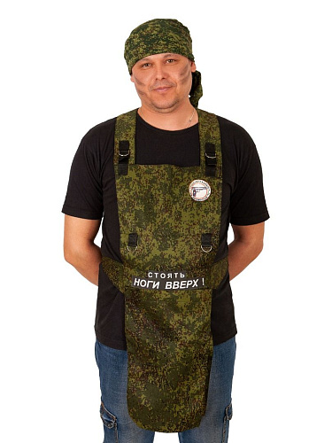 Зелёный камуфляжный фартук с фаллосом и банданой LOVETOY (А-Полимер) «Бронежилет» КЦ-001