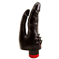 Чёрный вибромассажёр с двумя стволами и шипиками LOVETOY (А-Полимер) 414800 (17 см)