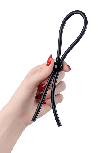 Чёрное лассо на пенис с одной бусиной A-toys 768021