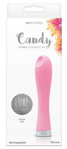 Розовый силиконовый вибромассажёр с ямкой NS Novelties Candy NSN-0205-14 (10,2 см)