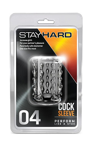 Прозрачная насадка с бороздками STAY HARD COCK SLEEVE 04 CLEAR Blush Novelties BL-00402