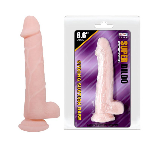 Телесный фаллоимитатор на присоске Baile Super Dildo BW-008091N