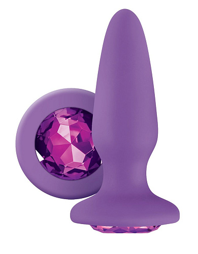 Фиолетовая анальная пробка с фиолетовым кристаллом NS Novelties Glams Purple Gem NSN-0510-65 (10,4 см)