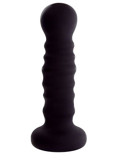 Чёрная рельефная пробка Dream Toys MENZSTUFF RIBBED PROBE 20921 (21 см)