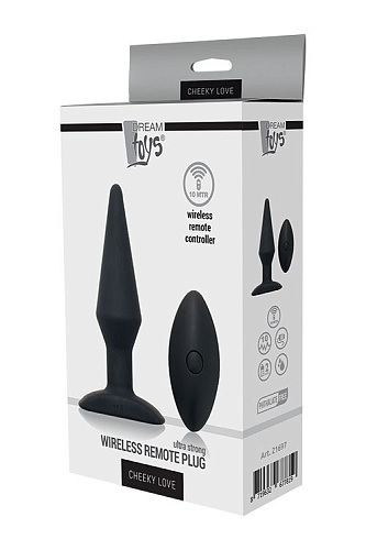 Чёрный анальный вибромассажёр Dream Toys WIRELESS REMOTE PLUG 21697 (13 см)