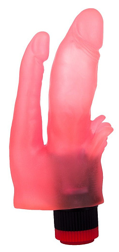 Двойной розового цвета анально-вагинальный вибромассажёр с лепестками LOVETOY (А-Полимер) 224900 (17 см)