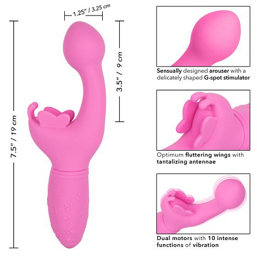 Розовый вибратор-кролик California Exotic Novelties Rechargeable Butterfly Kiss SE-0783-05-3