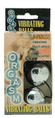 Серебристые вагинальные шарики с вибрацией Seven Creations ORGASM VIBRATING BALL 7214S-J BX GP