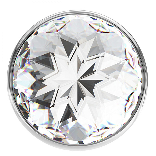 Малая серебристая анальная пробка с прозрачным кристаллом Lola toys Diamond Clear Sparkle Small 4009-01Lola (7 см)