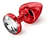 Красный алюминиевый анальный плаг DIOGOL ANNI round red T1 1040051000 (6 см)