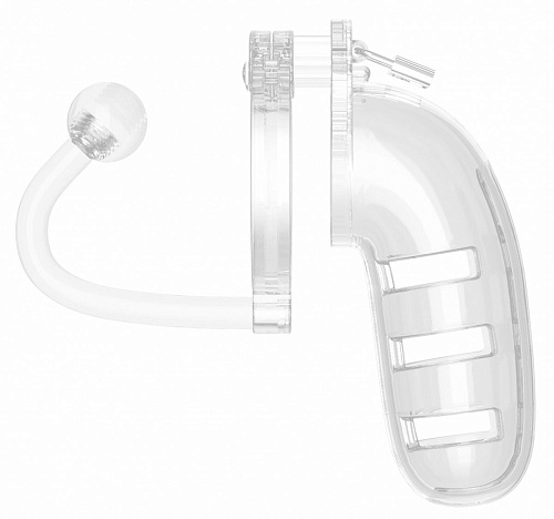 Прозрачный мужской пояс со съёмной анальной пробкой Shots Media BV Cage With Plug 12 MCG012TRA