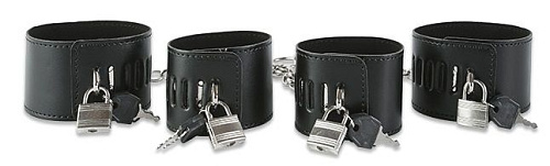 Набор чёрных фиксаторов для рук и ног Пикантные штучки DP163